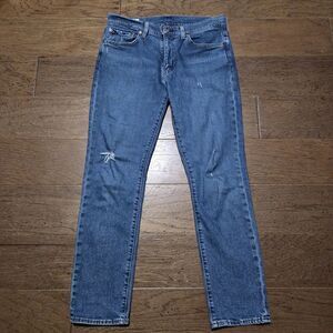 Levis 511 Premium Mens 32x30 Blue Jeans Slim Fit Stretch Denim Distressed